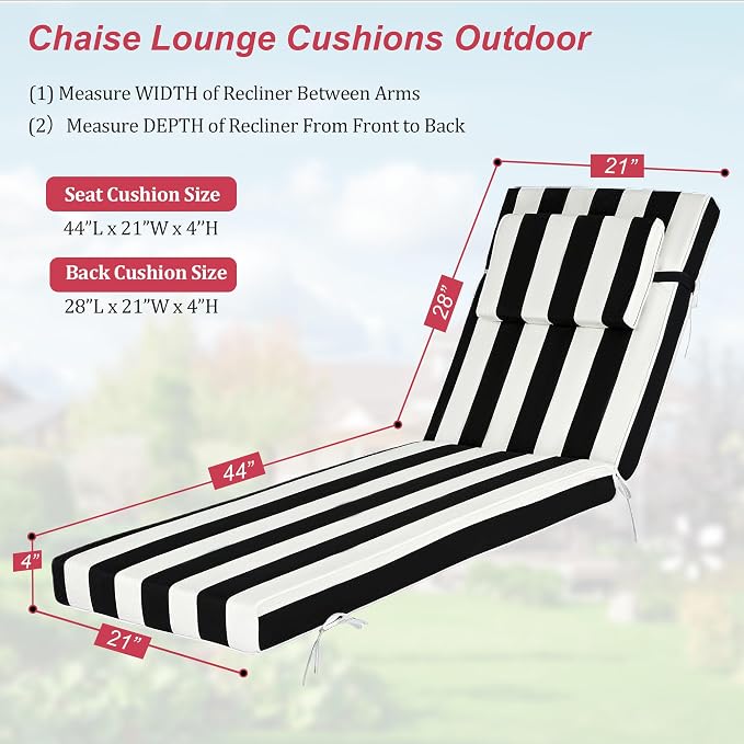 Chaise Lounge Cushions Outdoor 72x21x4 Inch, Patio Lounger Chair Cushion - Image 2