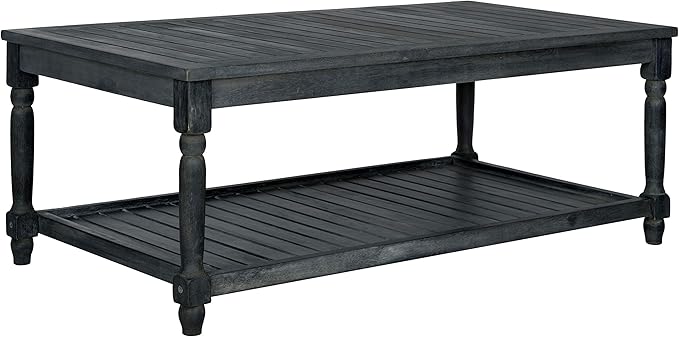 Safavieh Outdoor Collection Oakley Dark Slate Grey Coffee Table - Image 3