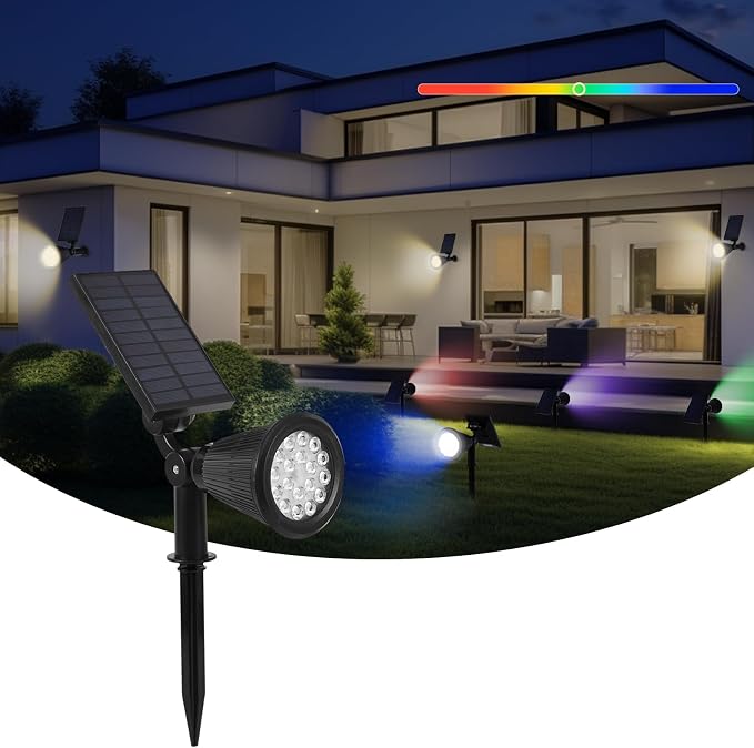 Solar Spot Lights Outdoor, 2-in-1 Wall Mount & Ground Stake 18 LEDs - Image 9