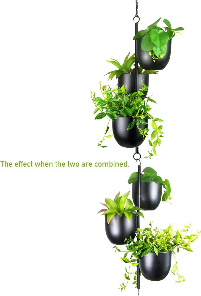3 Tier Hanging Planters for Indoor & Outdoor, Stackable Black Metal Plant Hanger - Image 6
