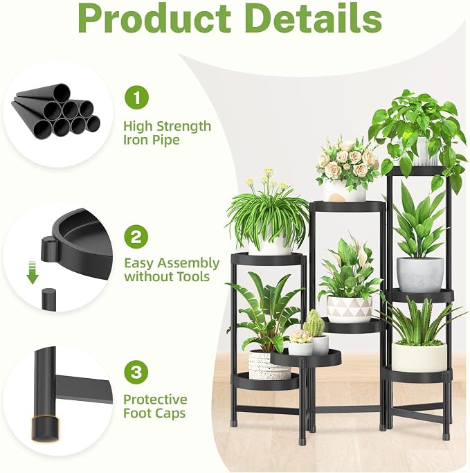 iDavosic.ly 8 Tier Folding Plant Stand Indoor Outdoor - Image 4