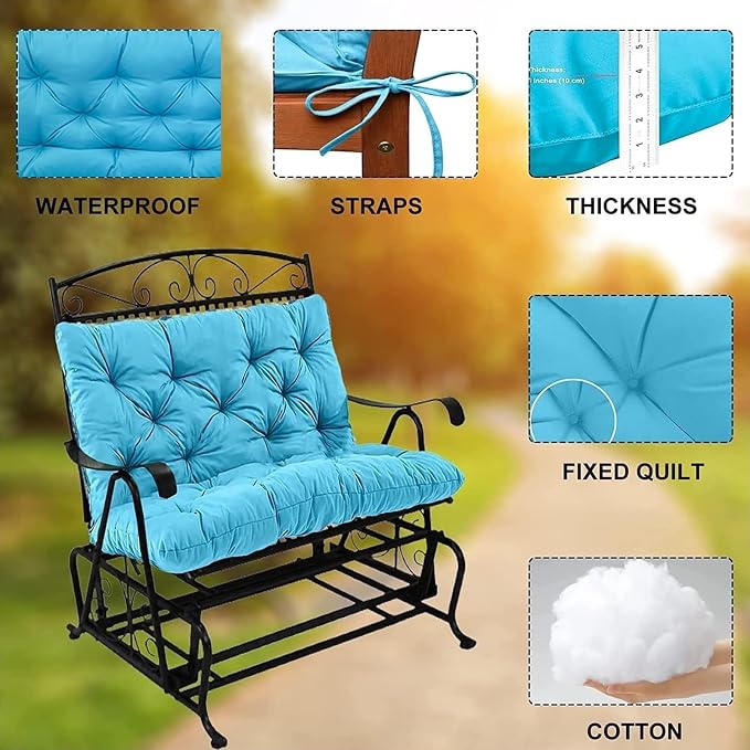Swing Cushion Replacement Outdoor Porch Waterproof Bench Cushion 2-3 Seater - Image 2