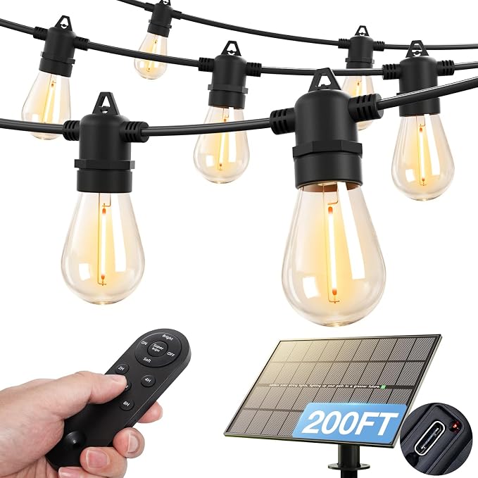 addlon 200FT Solar String Lights Outdoor Waterproof 6W Panel by addlon