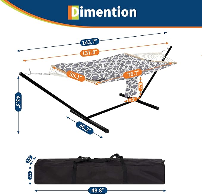 2 Person Outdoor Hammock with Stand, Portable Hammock, Heavy Duty Hammock with - Image 3