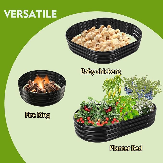5X2.7X1 FT Oval Galvanized Metal Garden Raised Bed/Plant Box - Image 2