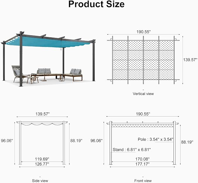 PURPLE LEAF 12' X 16' Outdoor Pergola - Image 7