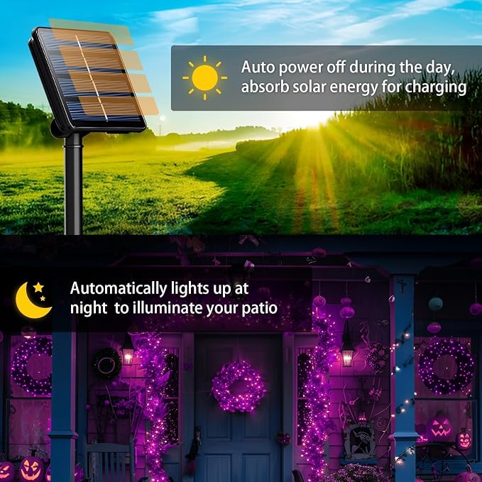 4-Pack Solar String Lights, 156Ft Extra-Long 400 LED Waterproof Solar Halloween - Image 5