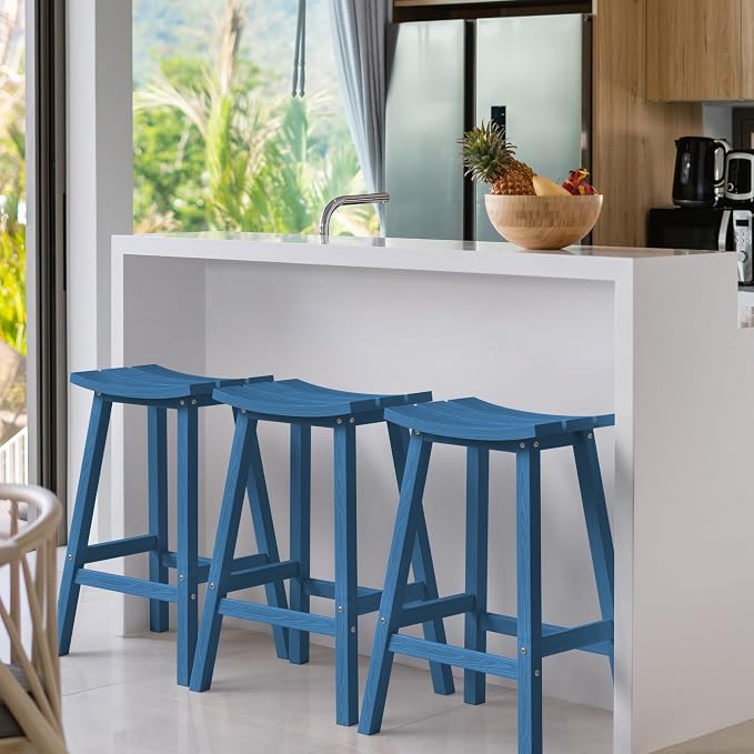 Ciokea 2 Set 29" Outdoor Bar Stools Heavy Duty HDPE Outdoor Stools Weatherproof - Image 7