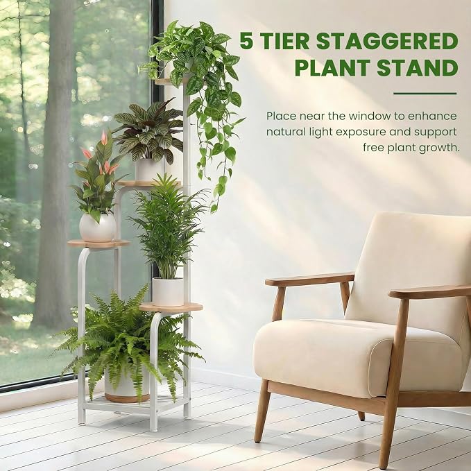 TOSKING 5 Tier Metal Plant Stand Indoor 48''H Tall, Heavy Duty Plant Shelf - Image 8