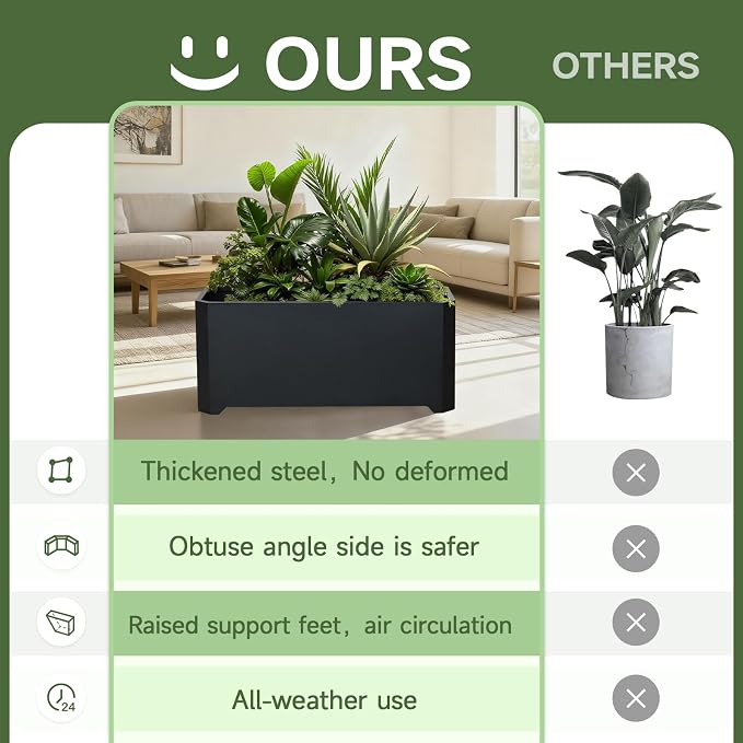 Steel Planter Box-36"x15"x15"-Large Rectangular Planters - Image 6