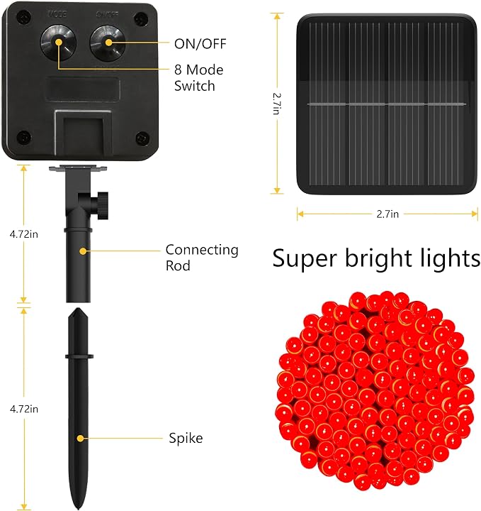 Solar String Lights for Outside, 39Ft 100 LED Solar String Lights Outdoor - Image 4