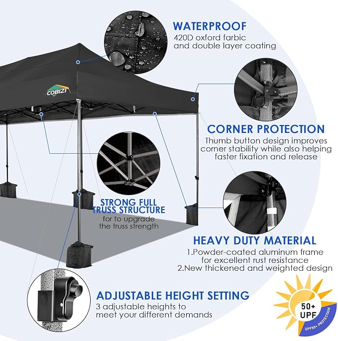 COBIZI 10x30 Heavy Duty Pop up Canopy Party Tent - Image 4