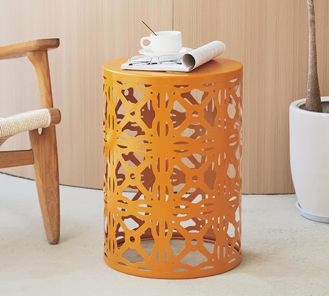 HFHOME Set of 3 Metal Outdoor Side Table, Nesting Round Coffee Table - Image 9