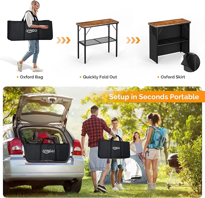 VINGLI 45" Commercial Grade Portable Bar Table - Image 4