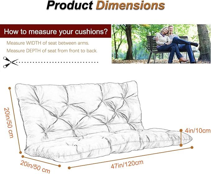 2-3 Seat Swing Replacement Cushion, Outdoor Bench Cushions - Image 6