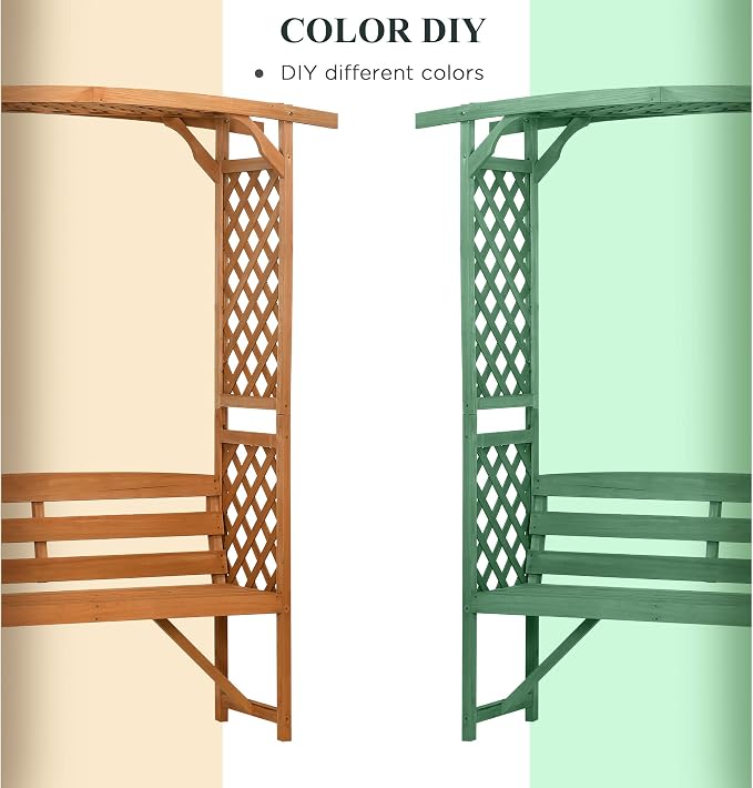 Outsunny Patio Garden Bench Arbor Arch - Image 5