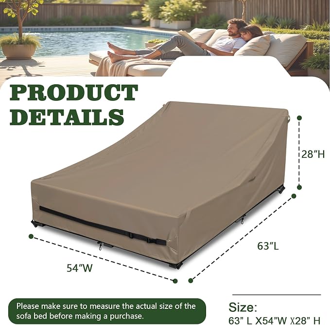 Waterproof Outdoor Daybed Cover Heavy Duty 600D Weather-Resistant Patio Sunbed - Image 2