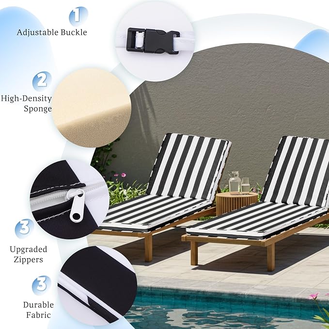 Chaise Lounge Cushions Outdoor Set of 2 - Image 3