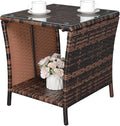 Outvita Outdoor Side Table, Rattan Coffee Table Small End Table by Outvita