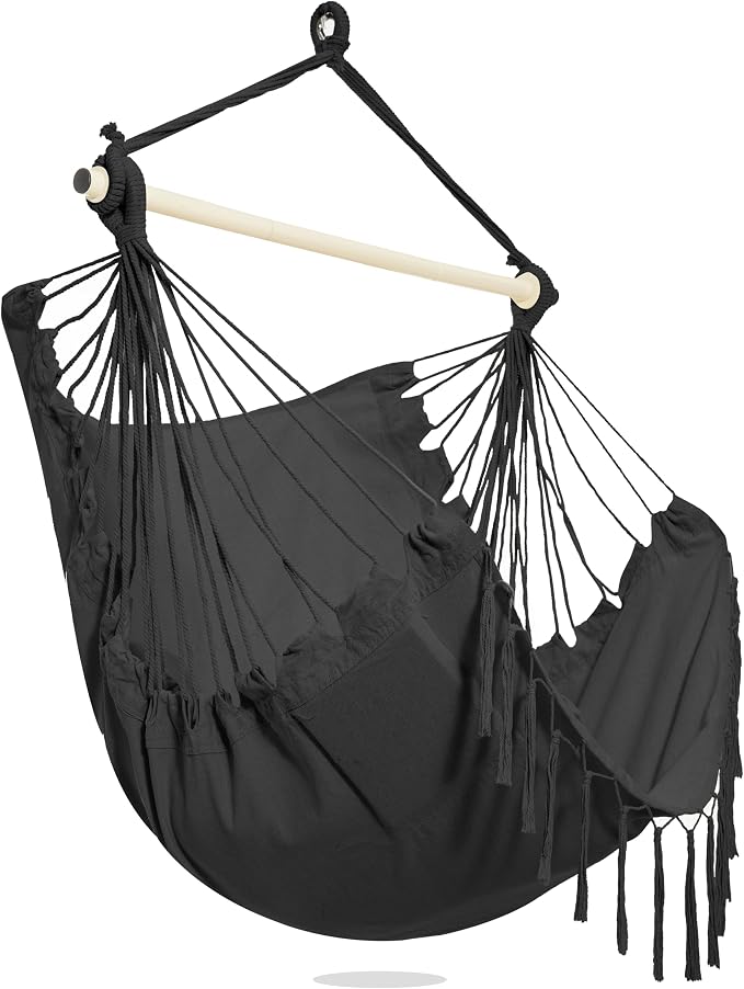 PNAEUT Hammock Chair with Tassel Hanging Rope Swing by PNAEUT