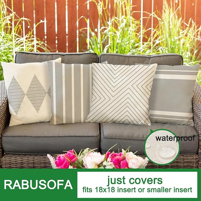 RABUSOFA Outdoor Pillow Covers 18x18 inch Waterproof - Image 3