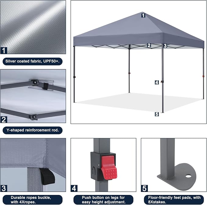 COOSHADE Easy Pop Up Tent 8x8Ft - Image 4