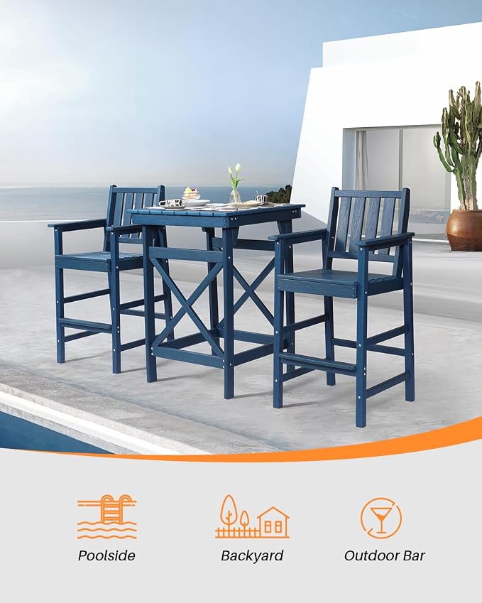 HDPE Outdoor Bar Table, All Weather HDPE High Top Pub Table, Square HDPE Patio - Image 6