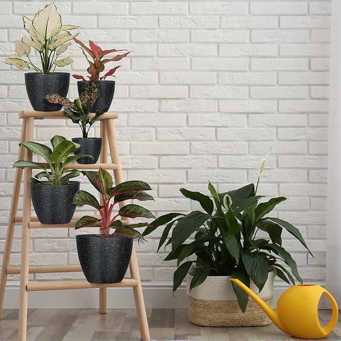 5 Pcs Plant pots, 7.5/6.5/5.7/4.9/4.1 inch Pots - Image 3