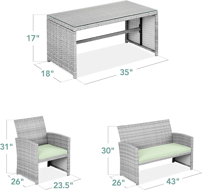 Best Choice Products 4-Piece Outdoor Wicker Patio Conversation Furniture Set - Image 7