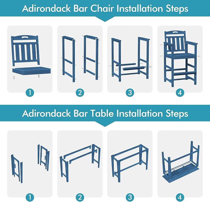 Ciokea Outdoor Bar Height Table Set of 5, Heavy-Duty All-Weather HDPE Patio Bar - Image 3