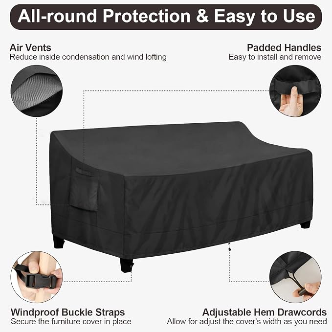 PureFit Outdoor Couch Cover Waterproof Patio Sofa Furniture Covers, 3-Seater - Image 5