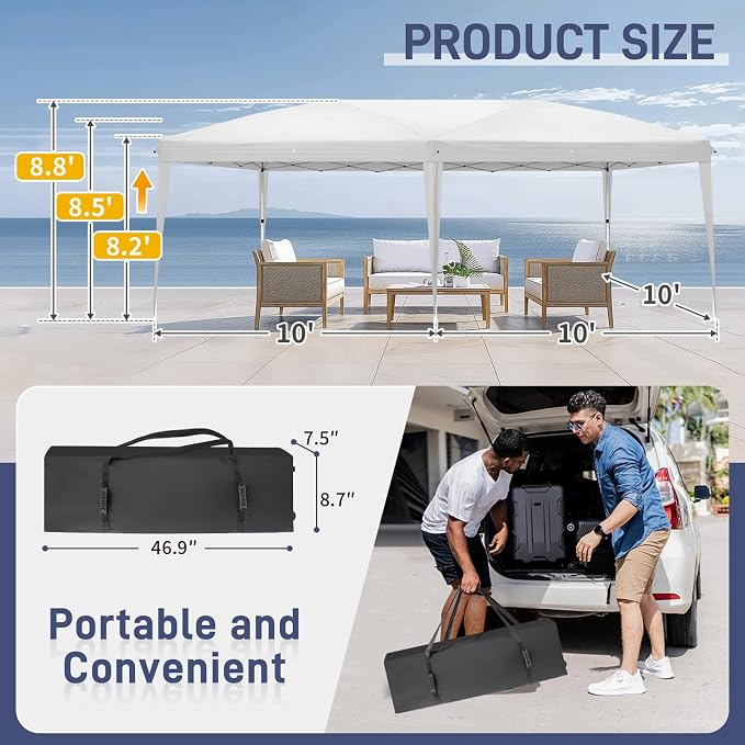 VINGLI Pop Up Canopy Tent with Sidewalls, Outdoor Gazebo Canopy Tent, Patio - Image 3