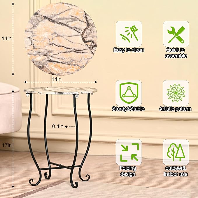 Patio Side Table, Versatile 14" Round Side Table - Image 2