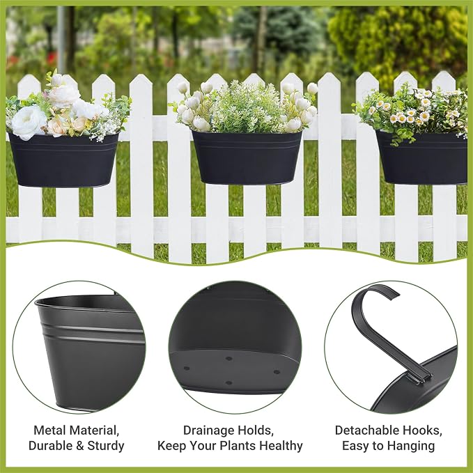 Dahey 10.5 Inch Metal Iron Hanging Flower Pots - Image 3