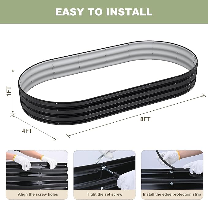 Raised Garden Bed, Oval Metal Planter Box - Image 5