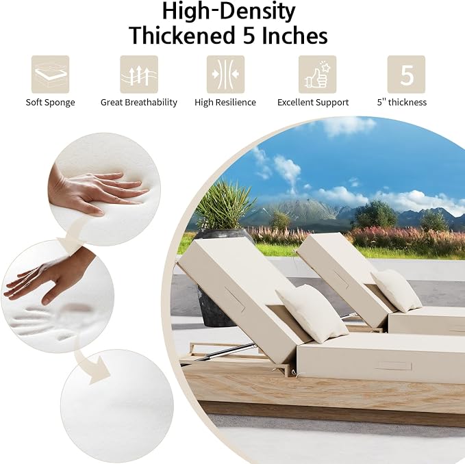 Outdoor Water-Resistant Olefin Chaise Lounge Cushions - Image 5