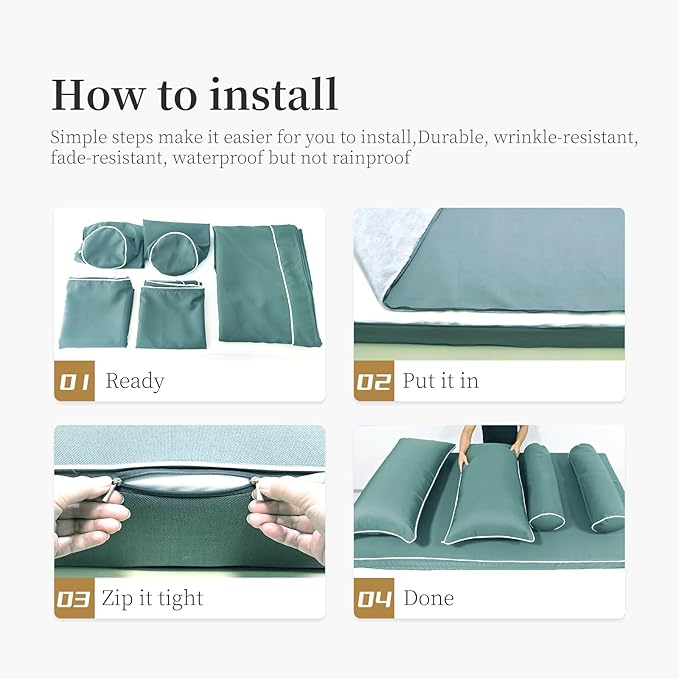 Outdoor Daybed Cushion Cover Twin, Daybed Mattress Bolster Pillow Fitted Sheet - Image 4