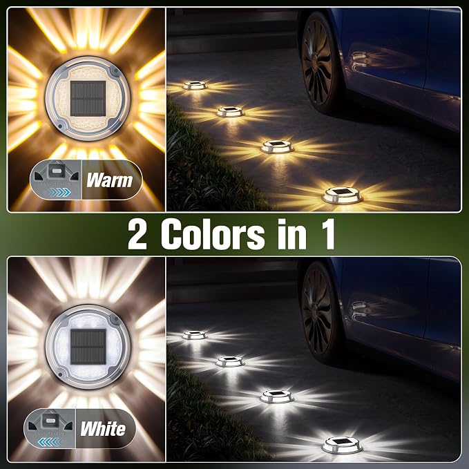 VOLISUN Solar Driveway Deck Lights Dock Marine Lights, 12 Pack Solar Ground - Image 2