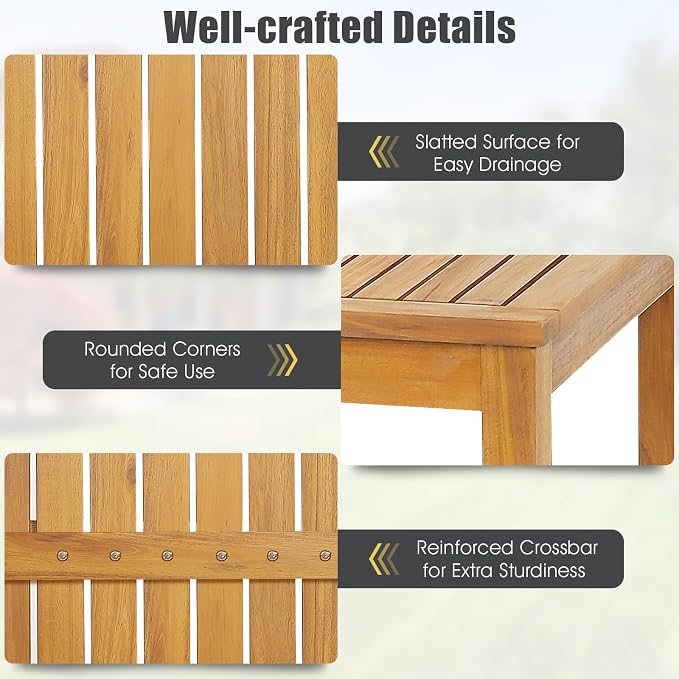 Tangkula 7 Piece Outdoor Acacia Wood Bar Table Set, Space-Saving Patio Dining - Image 5