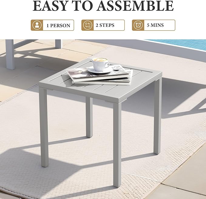 Crestlive Products Aluminum Outdoor Side Table, Pool Lounge Chair Side Table - Image 6