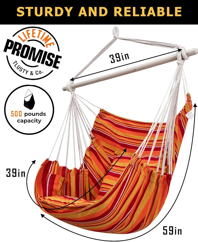 ADVOKAIR Hammock Chair Hanging Chair Swing Large Indoor - Image 5