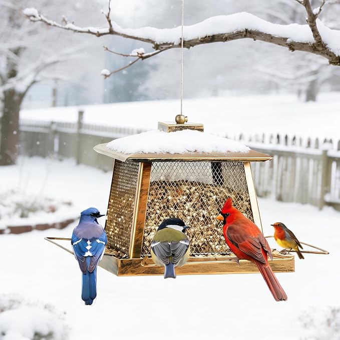 Large Bird Feeder for Outdoor, Gazebo Style Wild Bird Feeders, Metal Mesh - Image 6