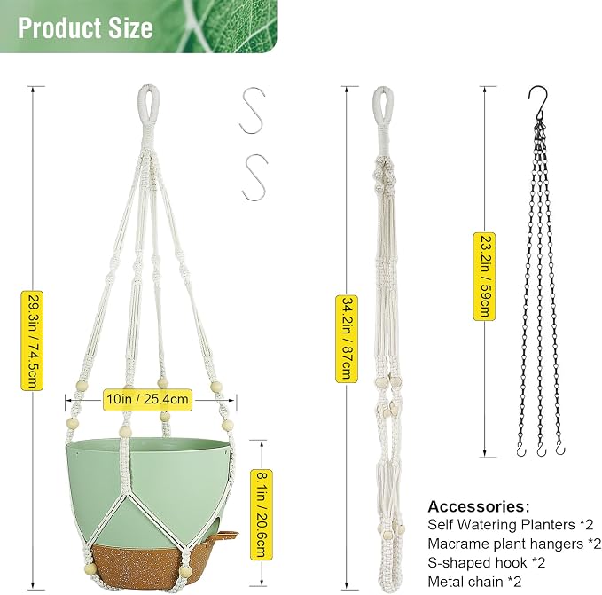 10 inch Self Watering Hanging Planters - Image 3