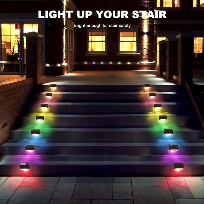 pearlstar 24 Pack Waterproof Led Solar Step Lights, Color Changing Light up - Image 2