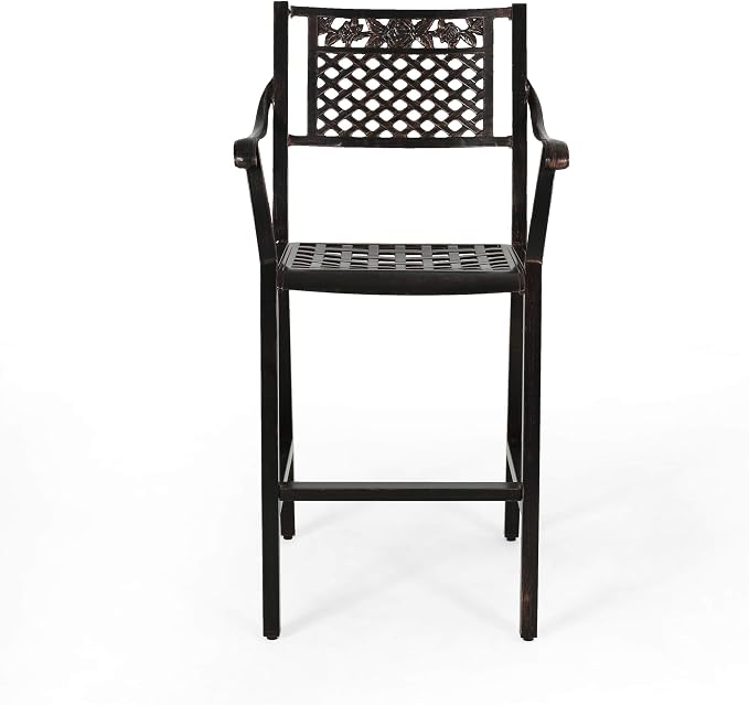 Christopher Knight Home Athena Outdoor 29" Aluminum Barstool, Copper Finish - Image 6