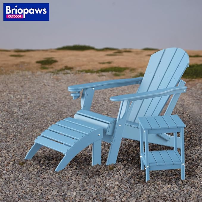 BRIOPAWS Adirondack Ottomans | Folding | Set of 2 | HDPE Plastic | Arctic - Image 2
