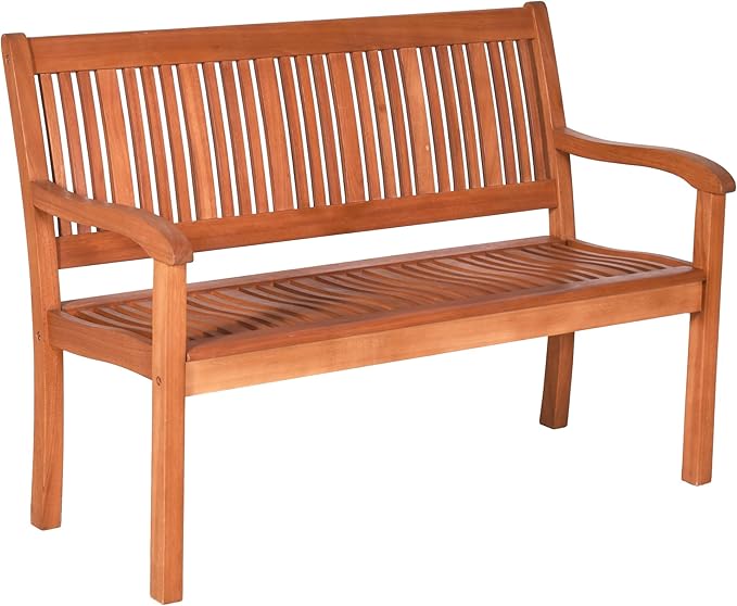Tangkula Outdoor Wood Garden Bench, Curved Armrest, Large Wooden Loveseat Bench by TANGKULA
