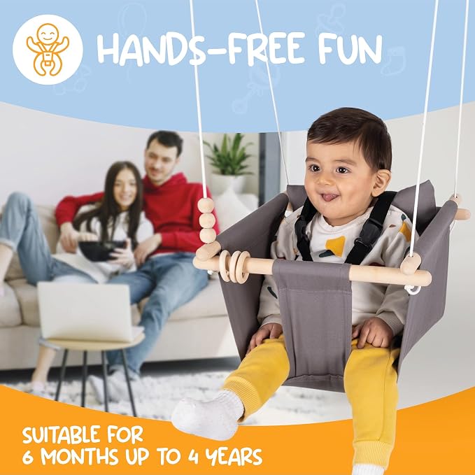 Indoor Outdoor Baby Swing with 3-Point Harness and Hardware - Image 3