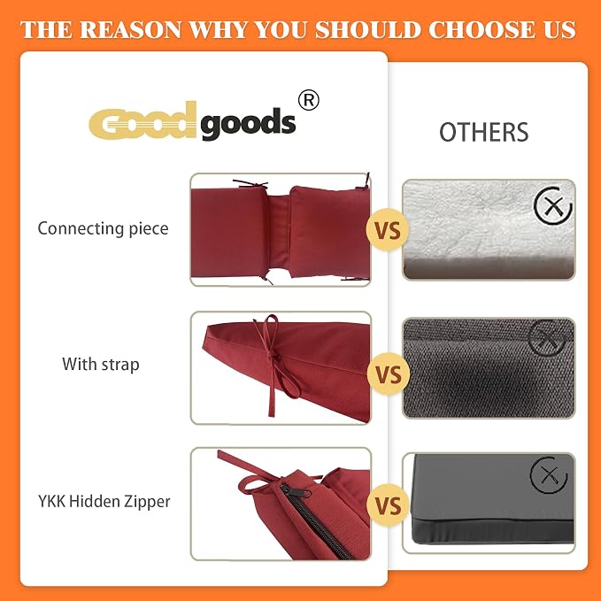 Goodgoods 20"x42" Outdoor Dining Chair Cushion Set of 1 Patio Furniture Cushion - Image 6