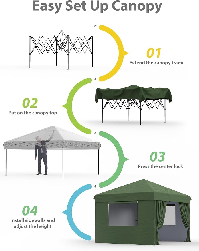 Garvee 10x10 Pop Up Canopy Tent, Heavy Duty Commercial Instant Shelter - Image 2